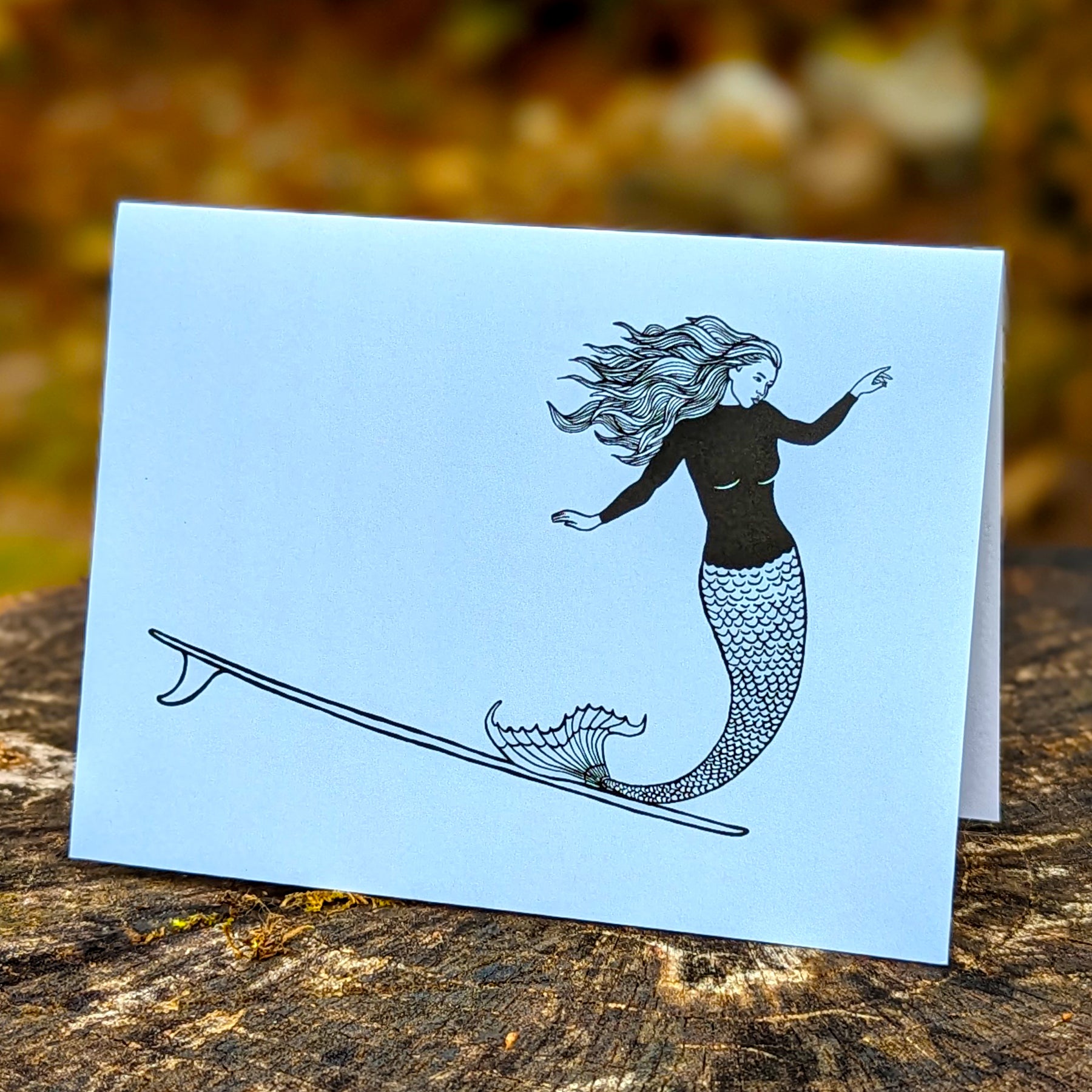 Westcoastees Surfing Mermaid Art Card, ART CARD, Westcoastees, www.westcoastees.com