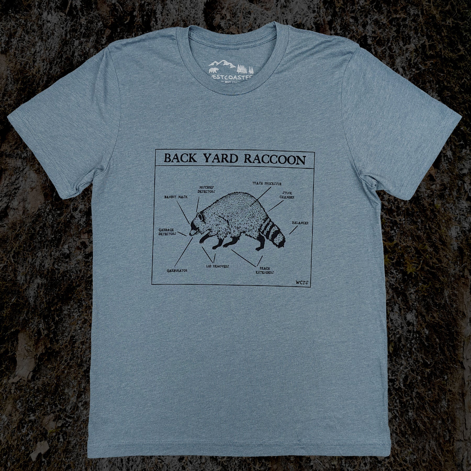 Adult Unisex Back Yard Raccoon Graphic Tee