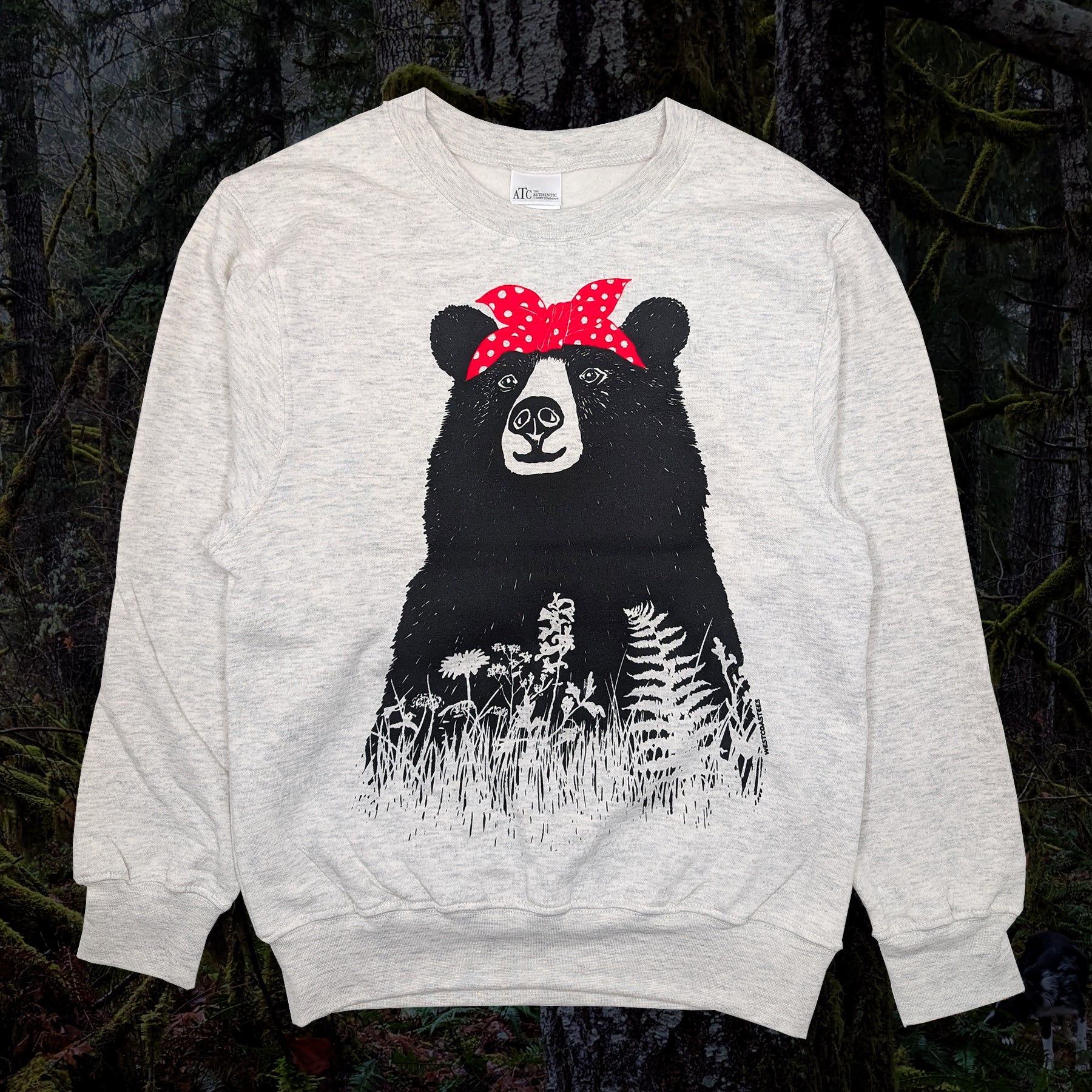 Kids Bandana Bear crewneck fleece sweater