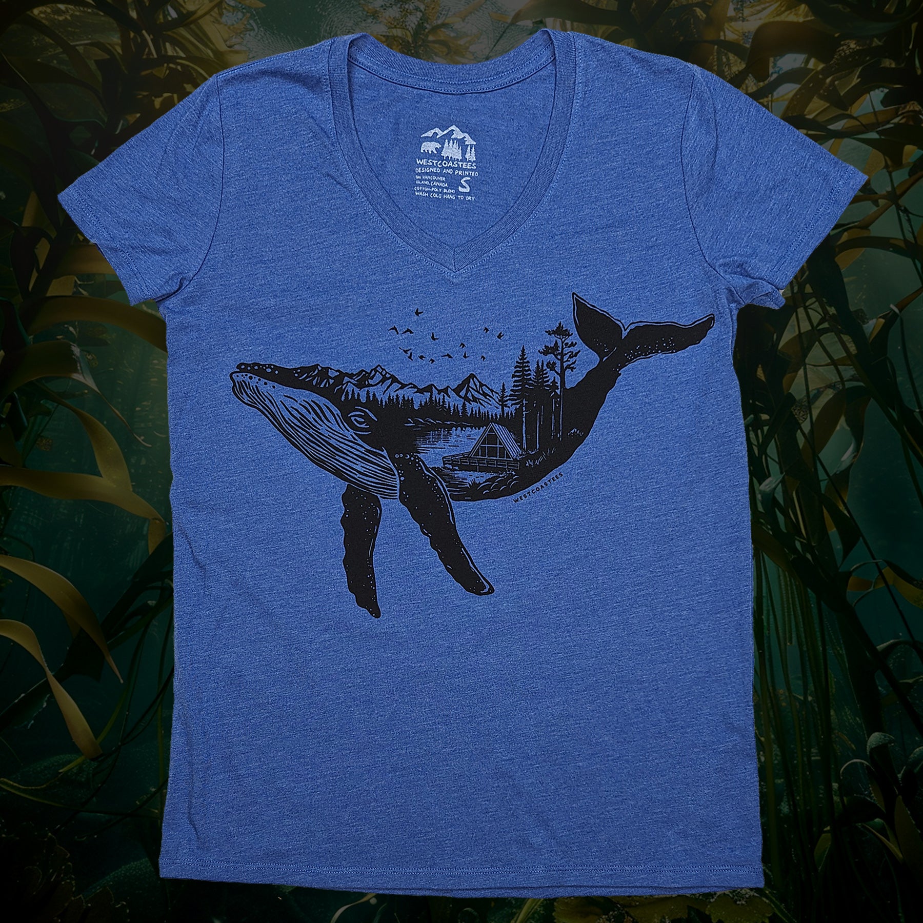 Women's A-Frame Whale V-neck T-shirt