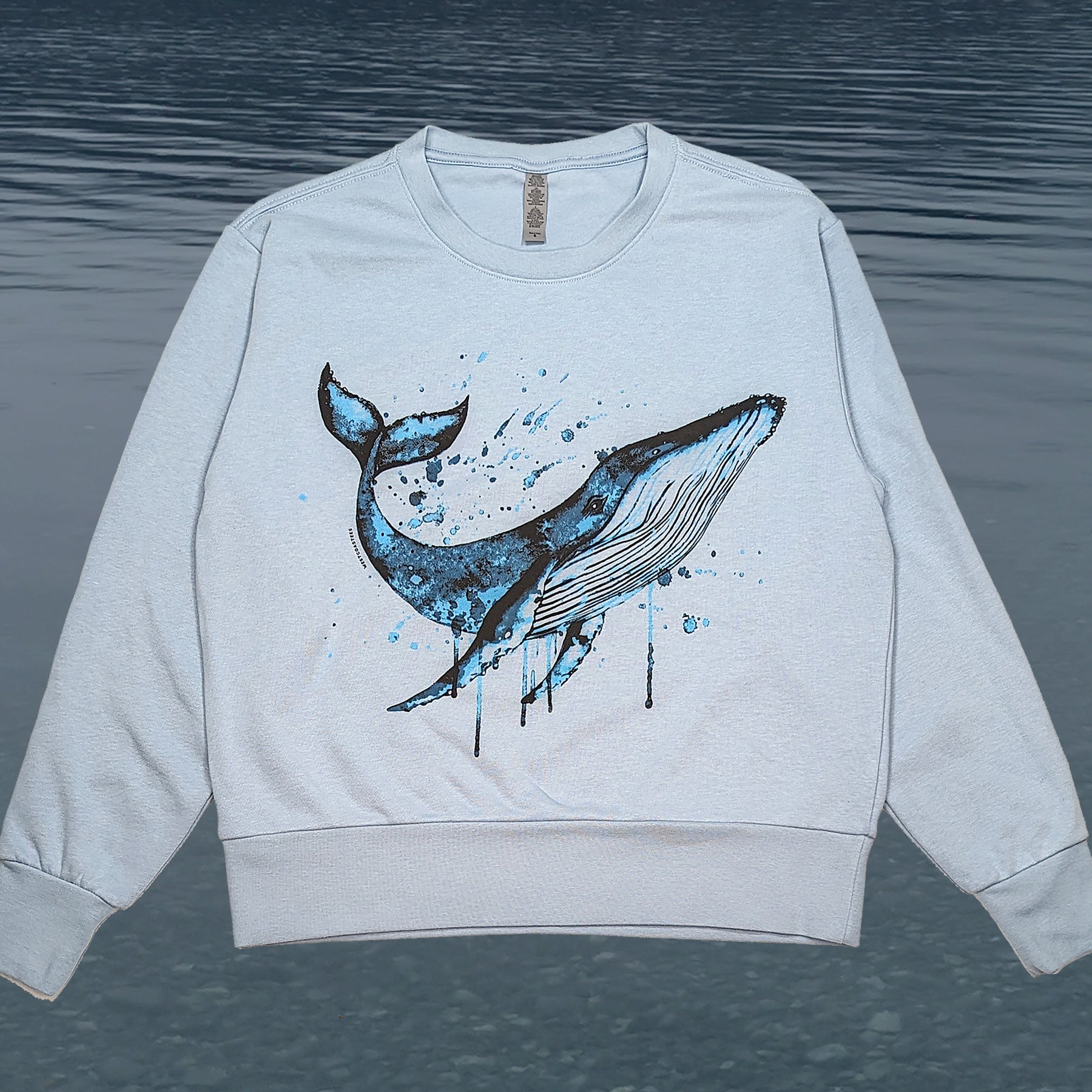 Women's Water Colour Whale Long Sleeve Crew Neck Sweater