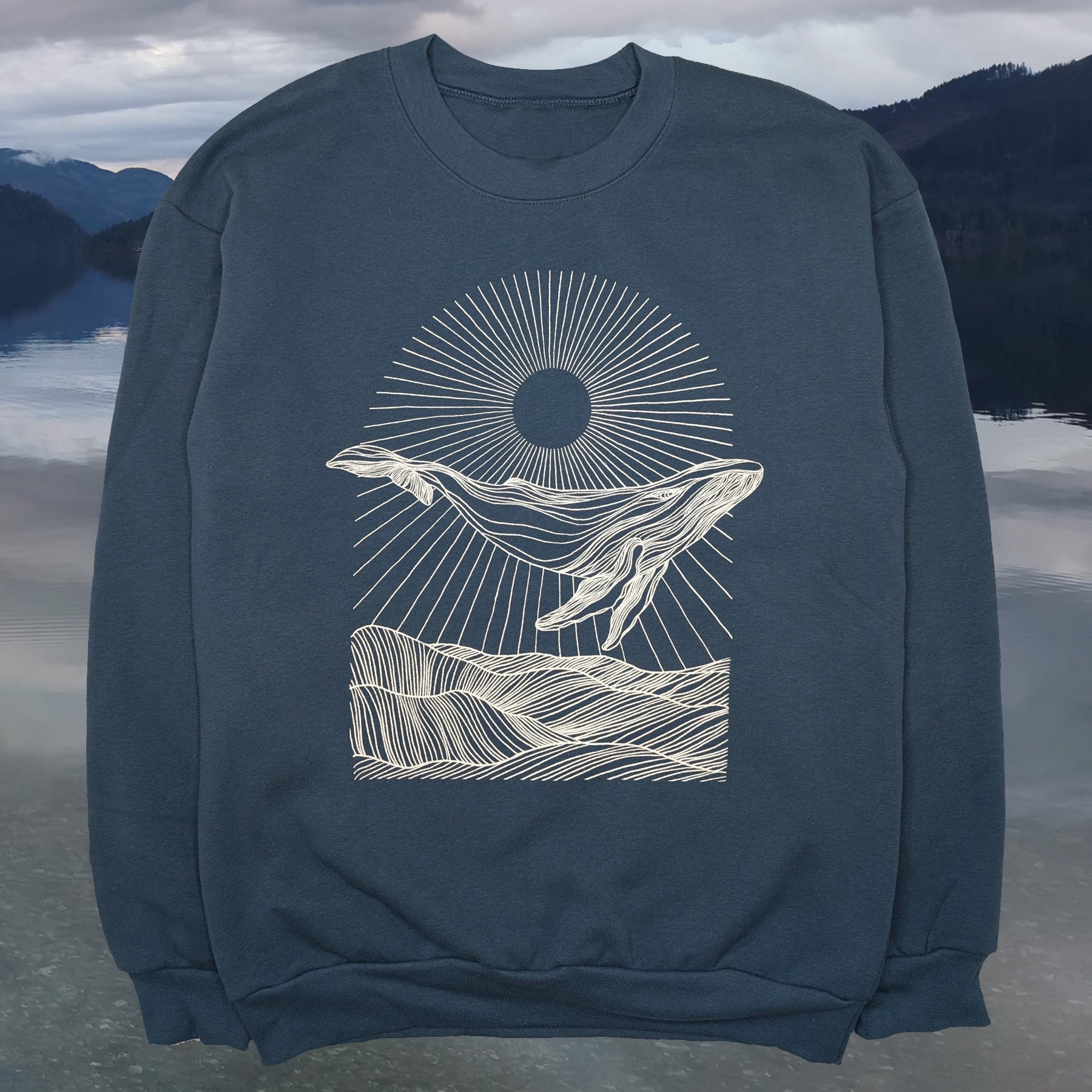 Adult Unisex Sun Whale Crewneck Sweater