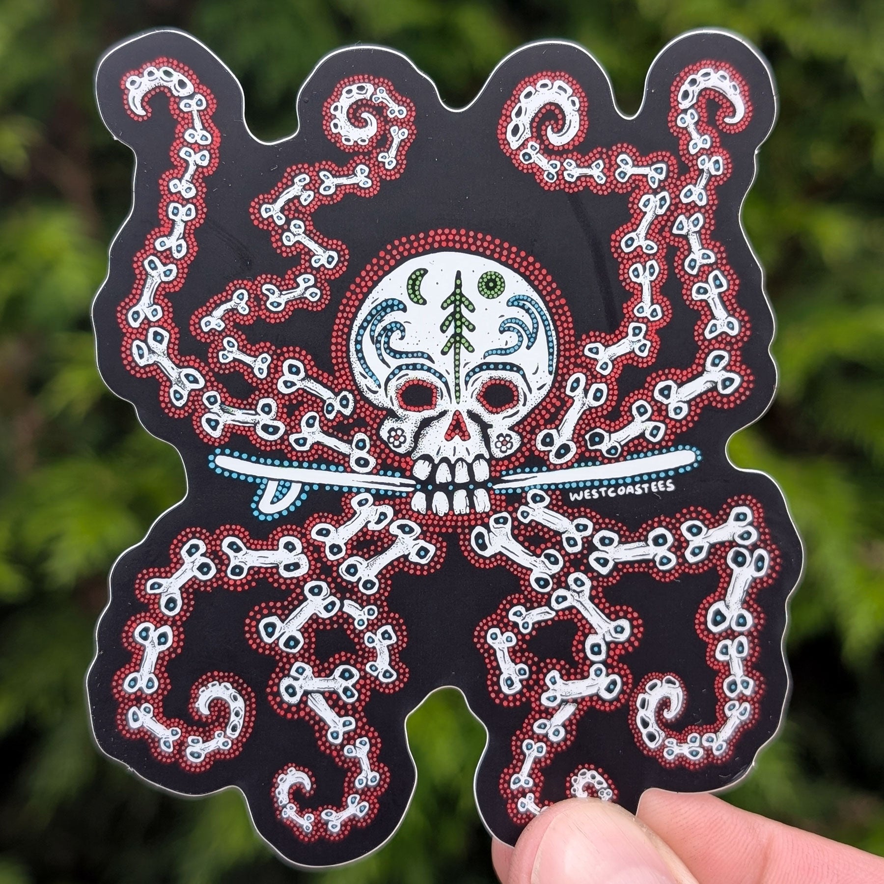 Westcoastees Sugar Octo Skull Sticker