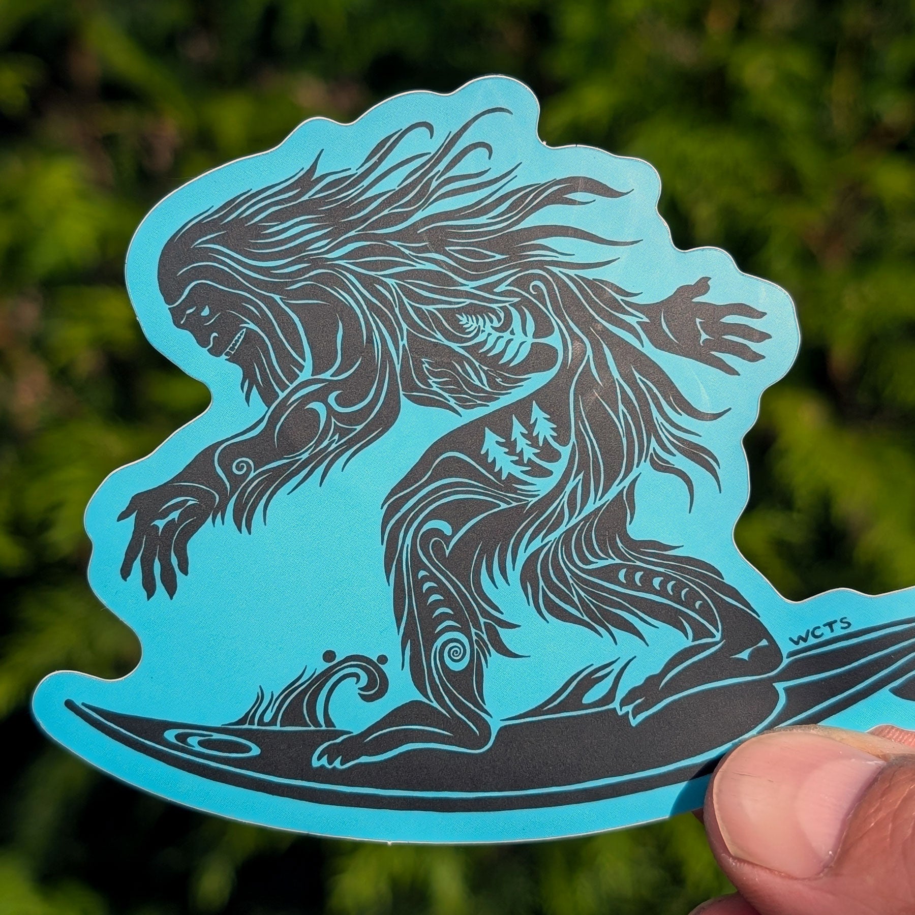Westcoastees Surf Squatch Blue Border Sticker