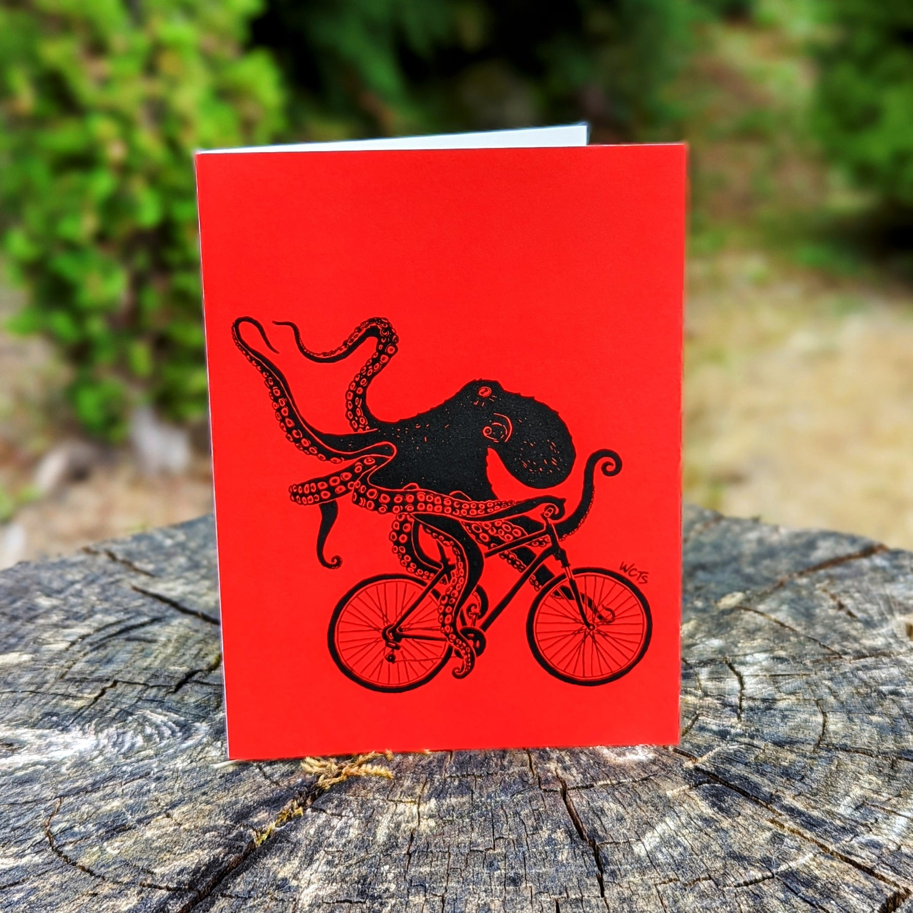 Westcoastees Biking Octopus Art Card, ART CARD, Westcoastees, 