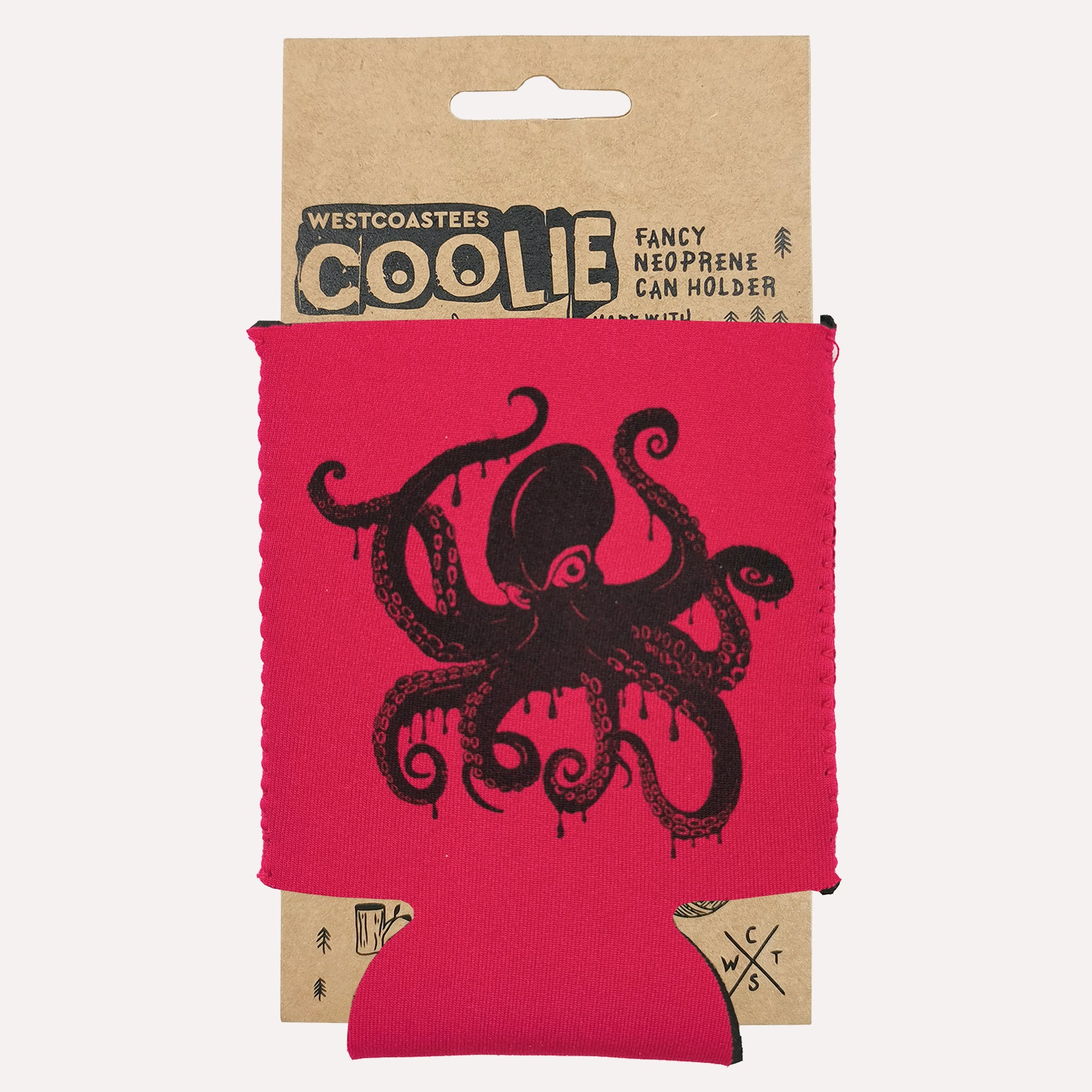 Giant Pacific Octopus Red Drink Coolie - Westcoastees