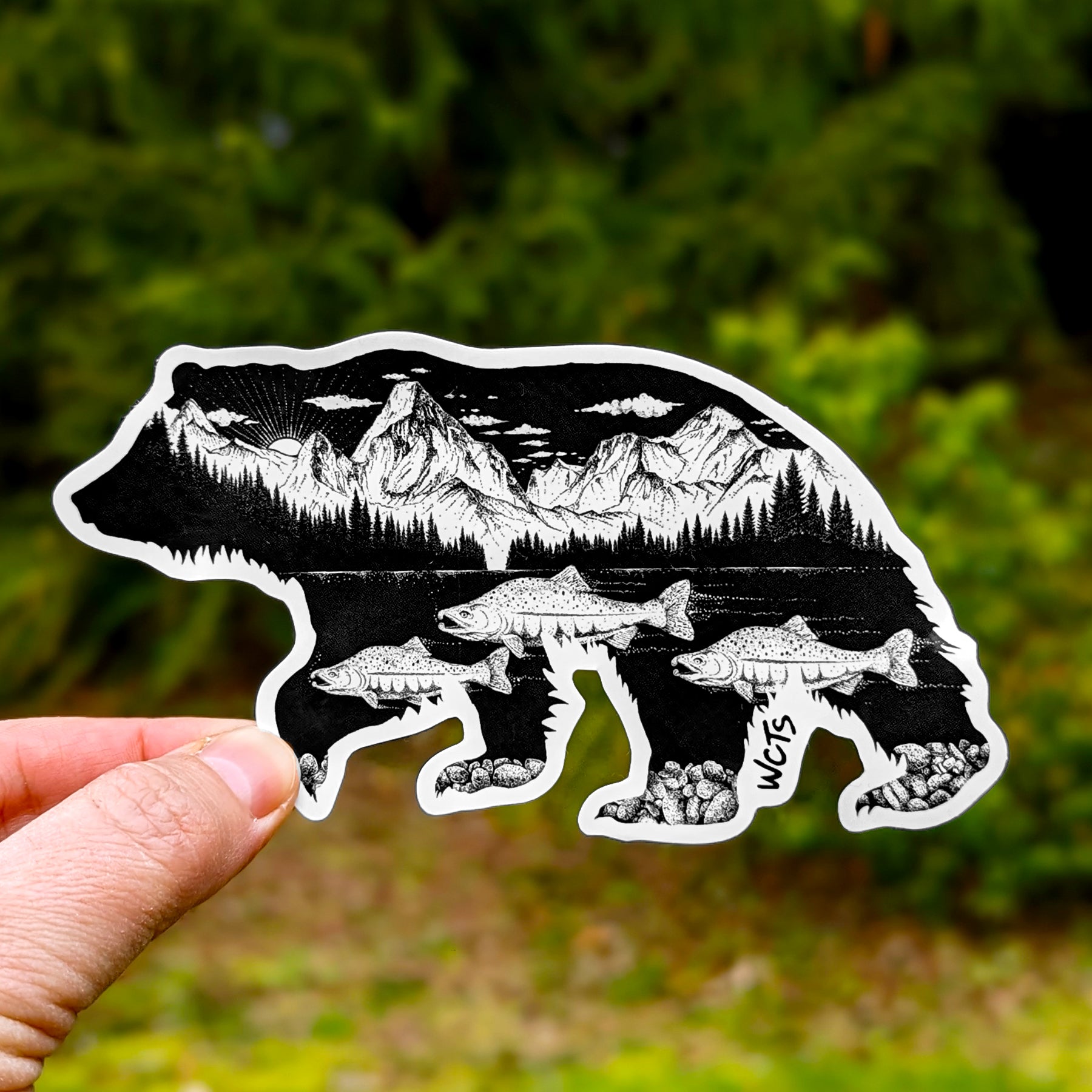 Westcoastees Salmon Bear Sticker, STICKERS, Westcoastees, www.westcoastees.com