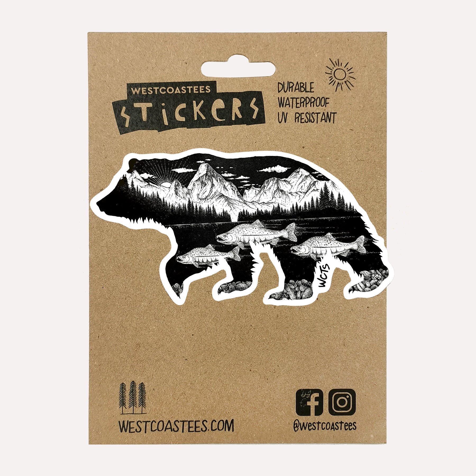 Westcoastees Salmon Bear Sticker - Westcoastees