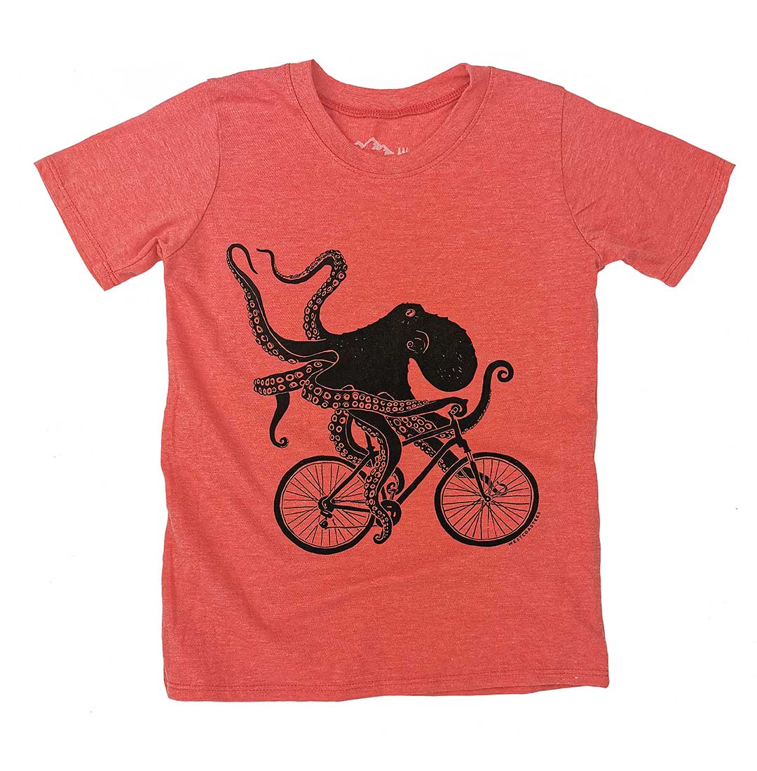 Kid's Unisex Biking Octopus T-shirt - Westcoastees
